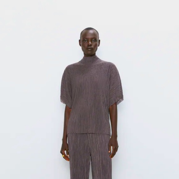 🌞 Pleated Mock-neck Top - Picture 1 of 3